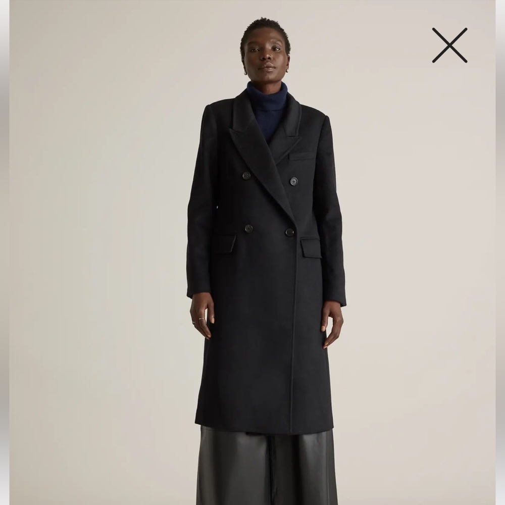 QUINCE Italian Wool Double-Breasted Coat - Black - Small